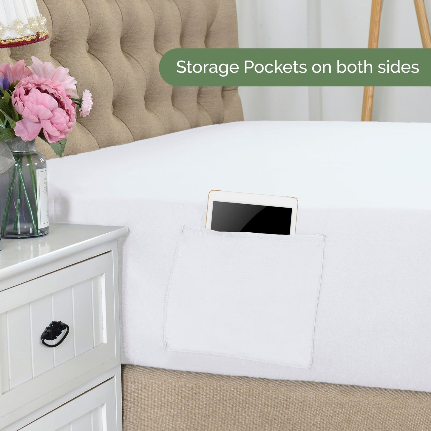 Elegant Comfort 1500 Premium Hotel Quality 18-24 Inches Deep - Extra Deep Pocket Single Fitted Sheet for High Mattress, Luxury and Softest, Smart Pocket - Wrinkle Free, King, White