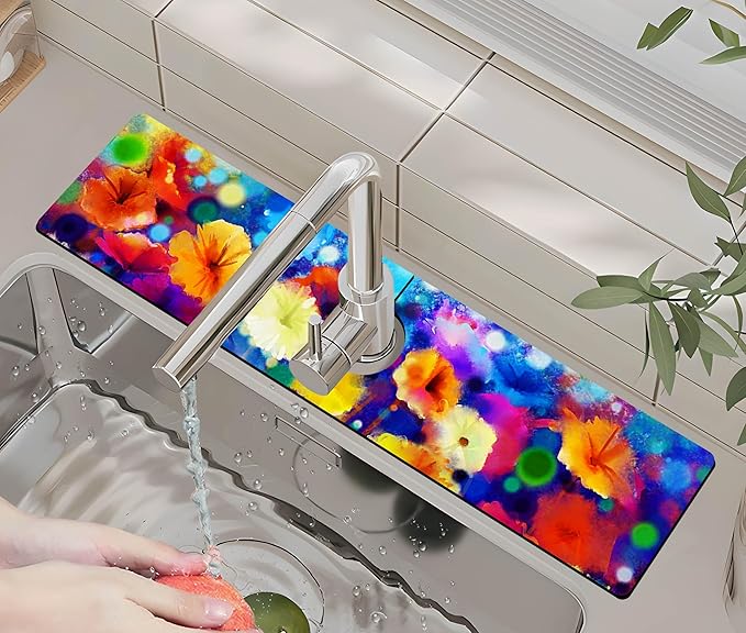 Kitchen Sink Splash Guard Faucet Mat -1 PC Super Absorbent Fast Drying Mat Sink