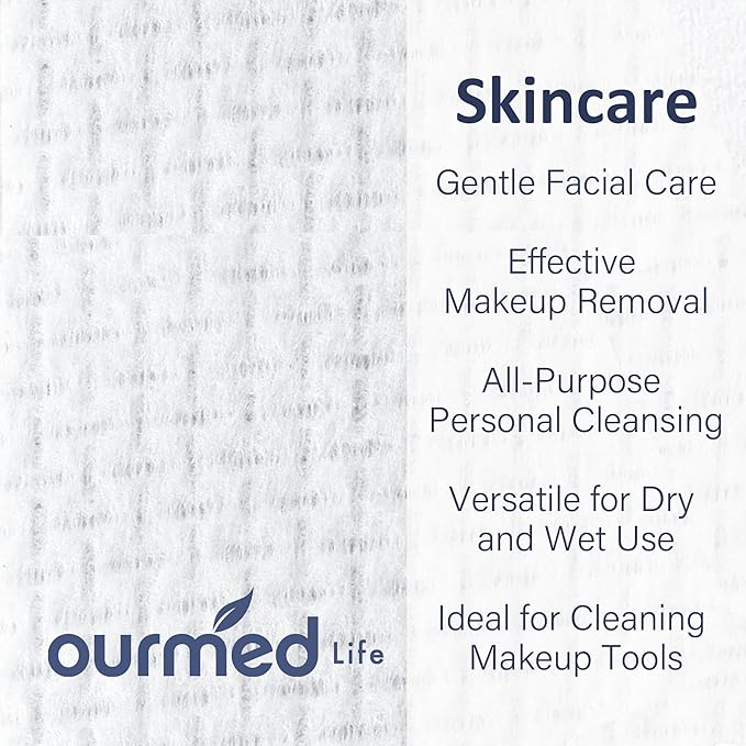Ourmed Life Face Towels, Disposable Biodegradable Clean Facial Wash Cloth