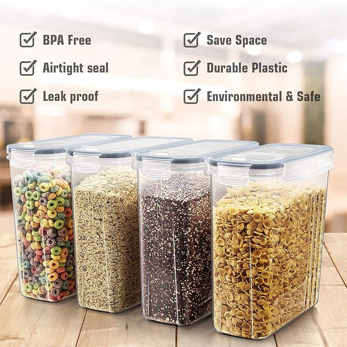 Wildone Cereal Storage Containers Set, Large BPA Free Plastic Airtight Food