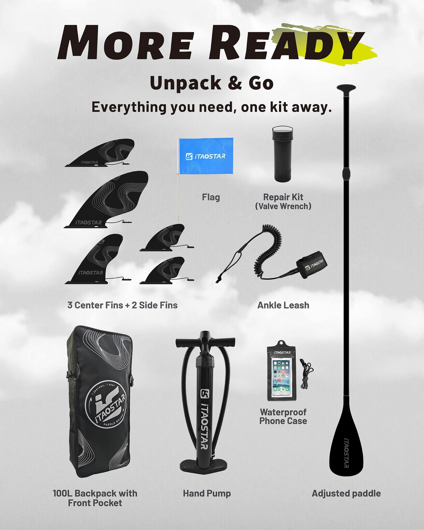 iTAOSTAR M01E 11’×33" Stand Up Paddle Board - Premium SUP Board Kit with 5 Fins - Inflatable Paddleboard for Adults & Youth - All Skill Levels - for Lakes, Oceans & Fishing