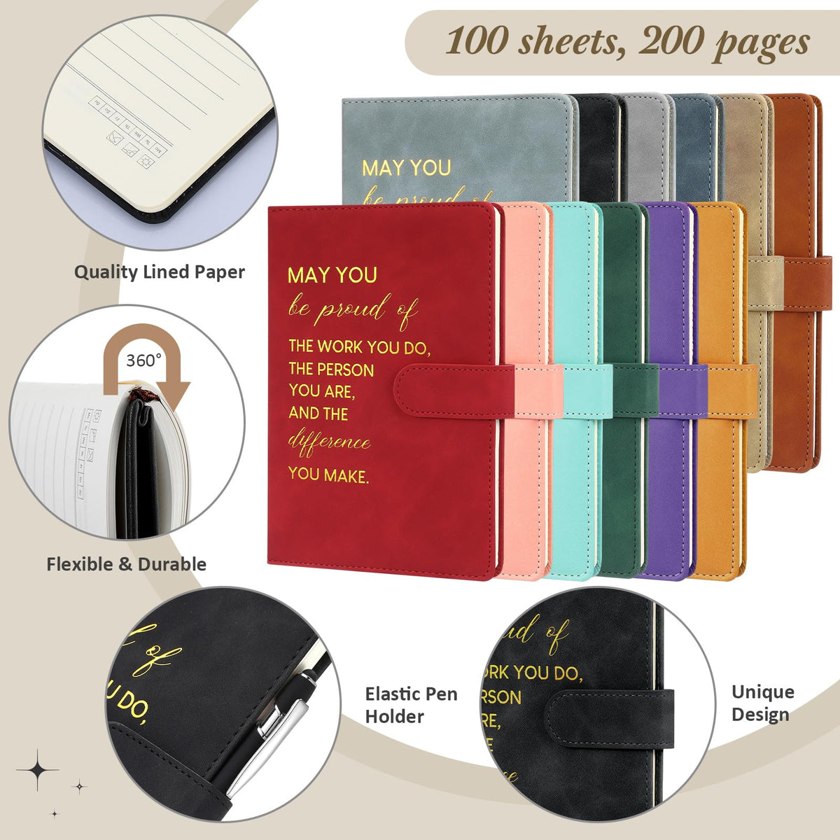 Paterr 12 Sets Employee Appreciation Gifts Bulk, Thank You Team Gifts, Inspirational Leather Notebooks Canvas Tote Bags Ballpoint Pens for Teachers Coworkers Colleagues (Elegant Colors)