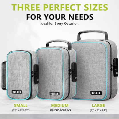 OZCHIN Smell Proof Bag with Combination Lock File Organizer Case Container Medicine Odorless Storage Lock Box Great Gift for Friend