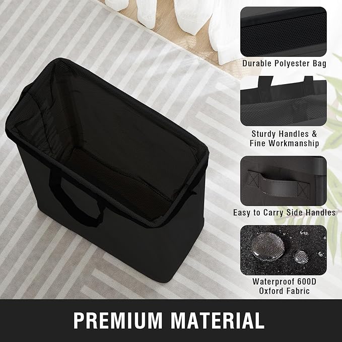 Slim Laundry Hamper with Removable Inner Bag and Side Handles, 45L Small