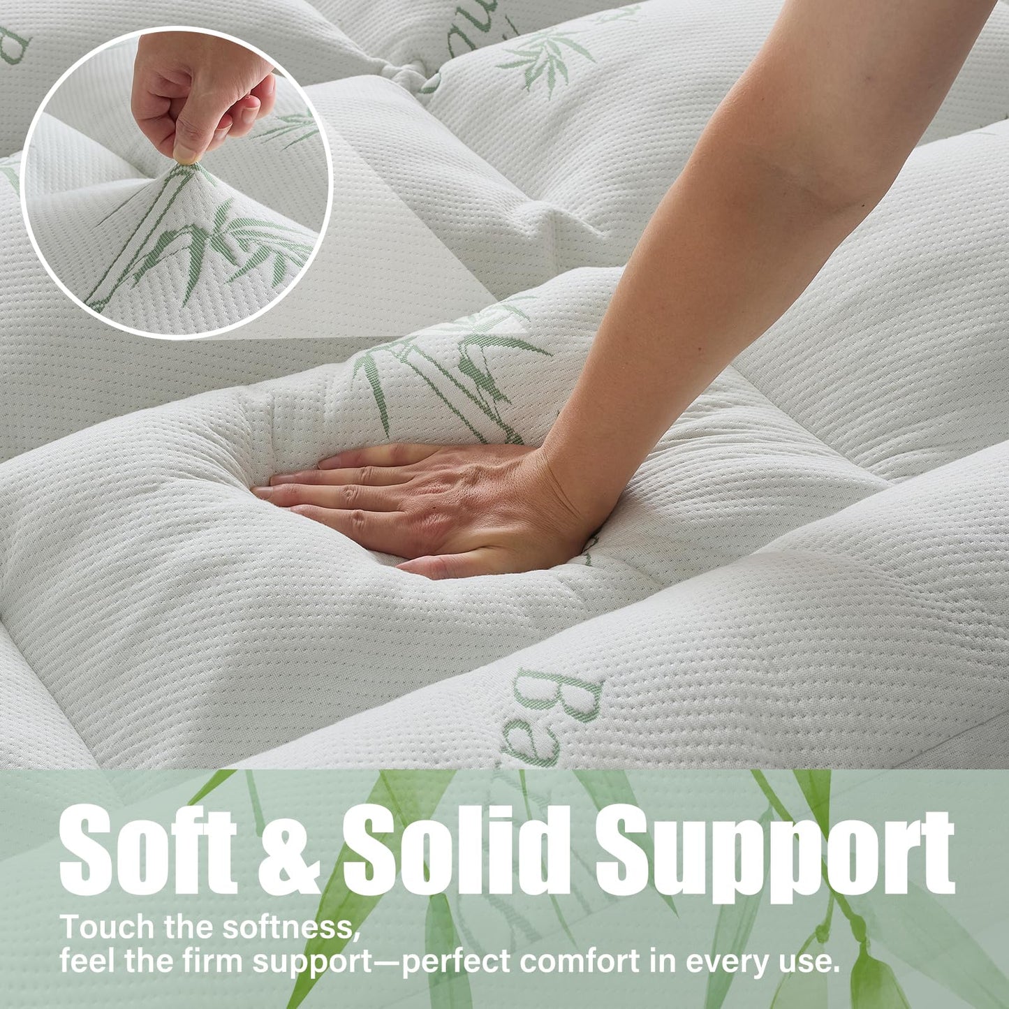 WhatsBedding 5 Inch Memory Foam Mattress Topper Queen Size for Back Pain Relief, with Cooling Breathable Bamboo Viscose Air Layer, Soft Pillow Top Mattress Topper, 80x60x5in