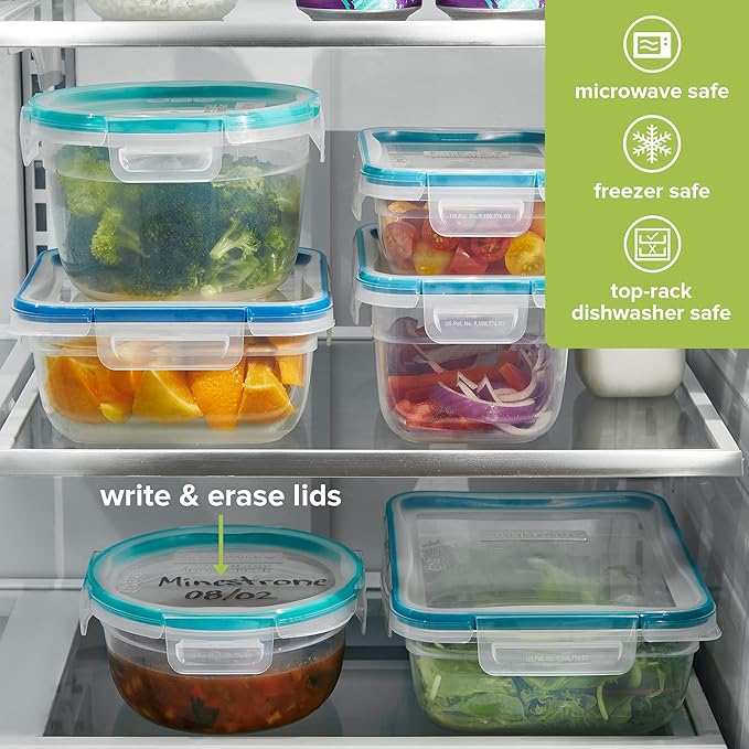 Snapware Plastic Total Solution 5-Pack Food Storage Containers Set, Leakproof &