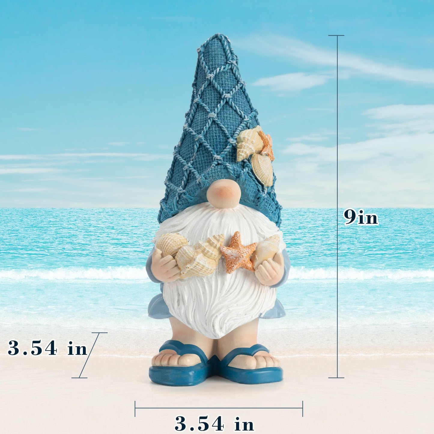 Etlemonde Beach Gnomes Statues,Ocean Gnomes,Nautical Themes Decoration,Beach, Gnome Holding Seashells