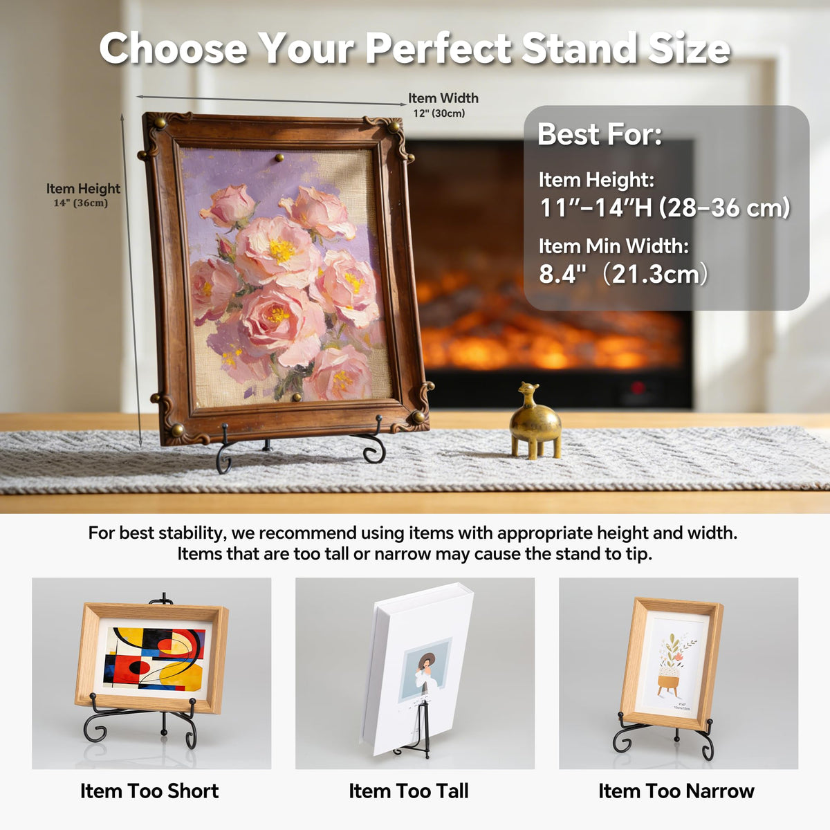 Artliving Plate Stands for Display, 10 Inch Black Iron Easel Plate Display Photo Holder Stand, Displays Picture Frames, Decorative Plates, Tablets and Art (4 pack)