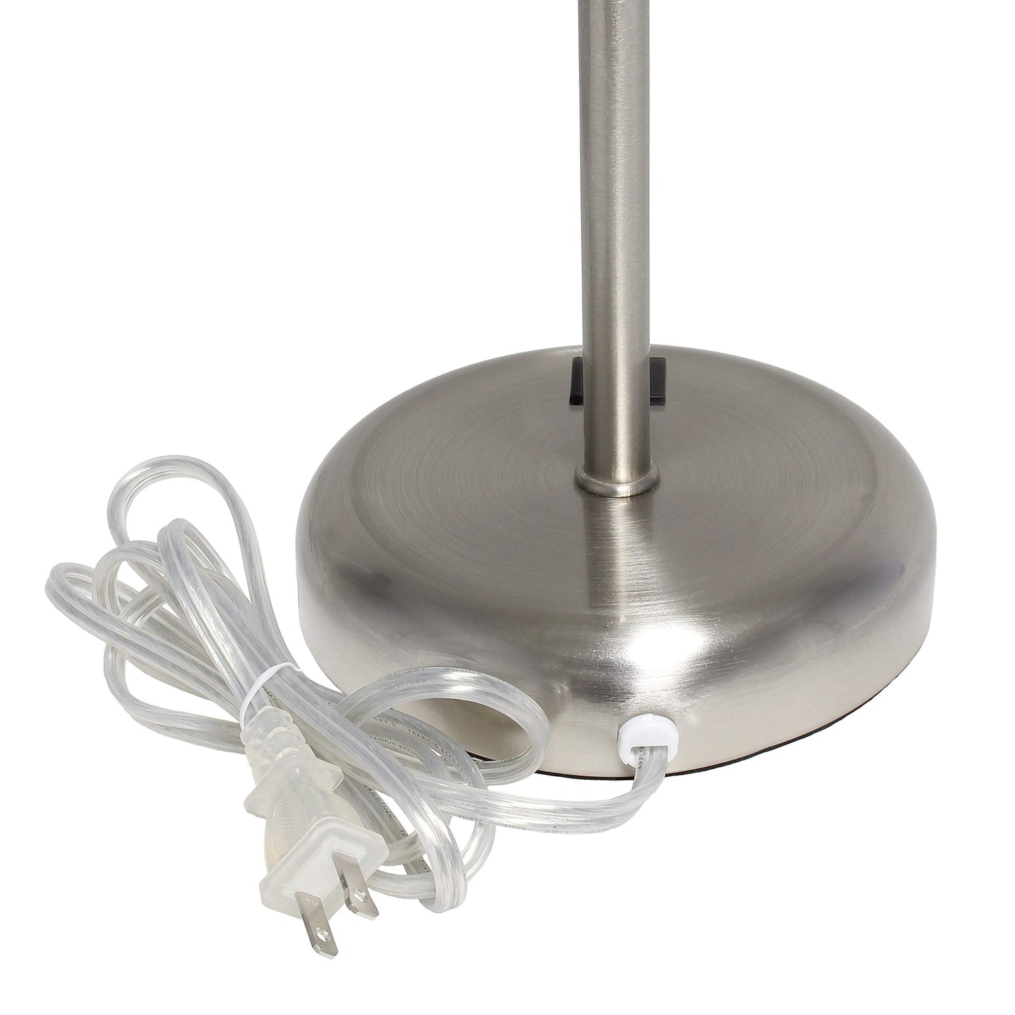 Simple Designs LT2044-AQU-LB Brushed Steel Stick Table Desk Lamp with USB Charging Port and Drum Fabric Shade for Living Room, Hallway, Nightstand, Office, Aqua Shade, with Feit LED Bulb Included