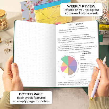Clever Fox Planner Daily Premium – Undated Daily Planner with Hourly Schedule, Personal Organizer, Productivity Journal, 6 Months (Forest Green)