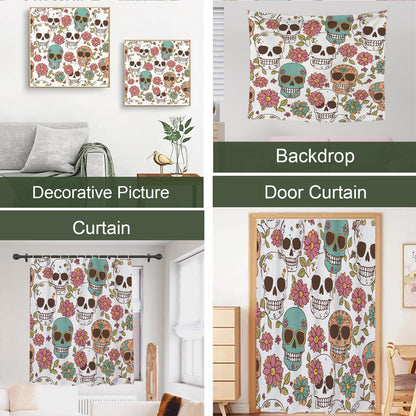 TheBlackSpot Gothic Floral Halloween Shower Curtain Sets Bath Curtains Horror Decor Sets Grommet with Hooks 72 x 72 inches
