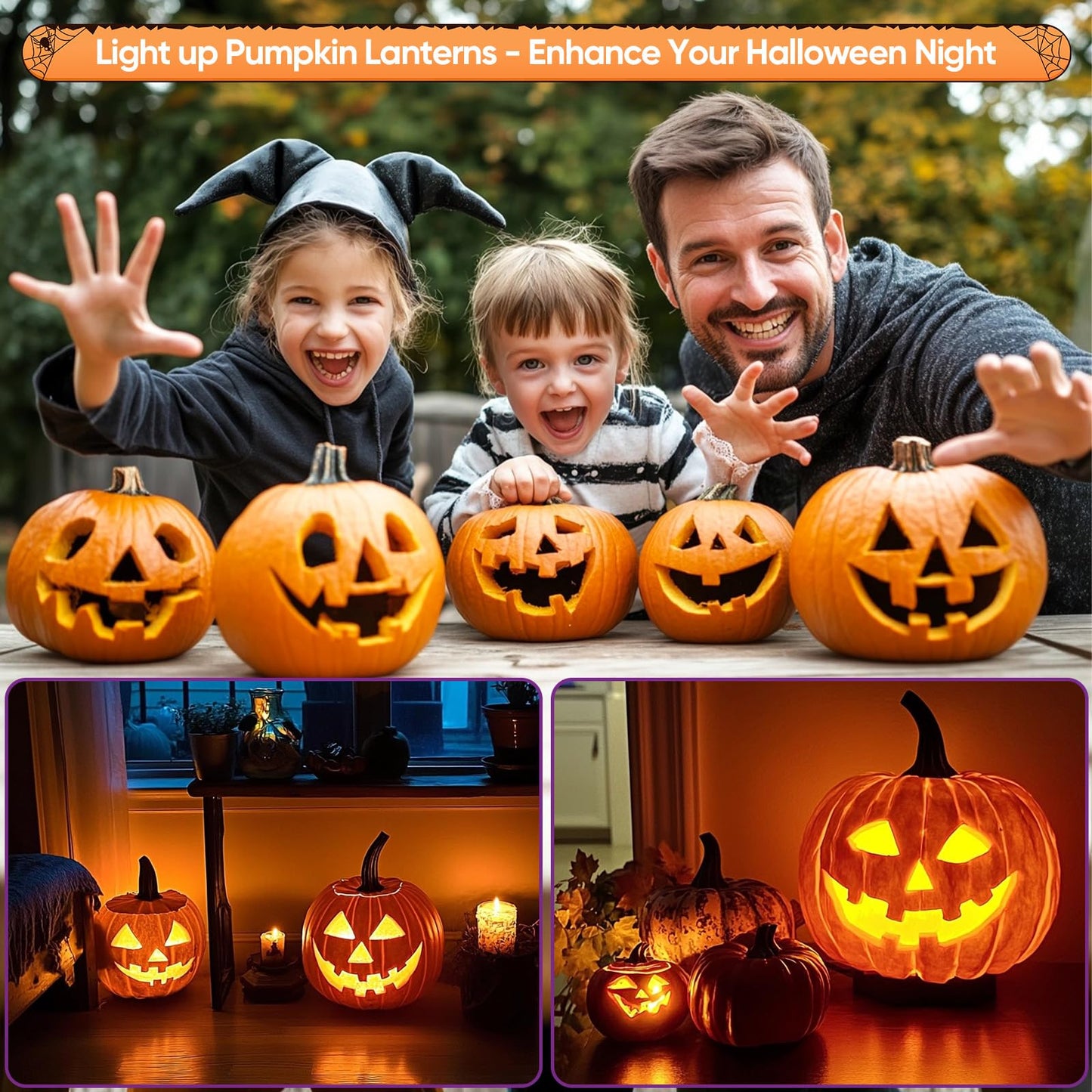 NFEVER Pumpkin Carving Kit Tools: 30PCS Pumpkin Carving Tools Set includes 22 Stainless Steel Stencils & Hammer & Spoon & Carve Knife & Candles - 2025 Halloween Gifts for Kids Safe DIY Decorating Kit