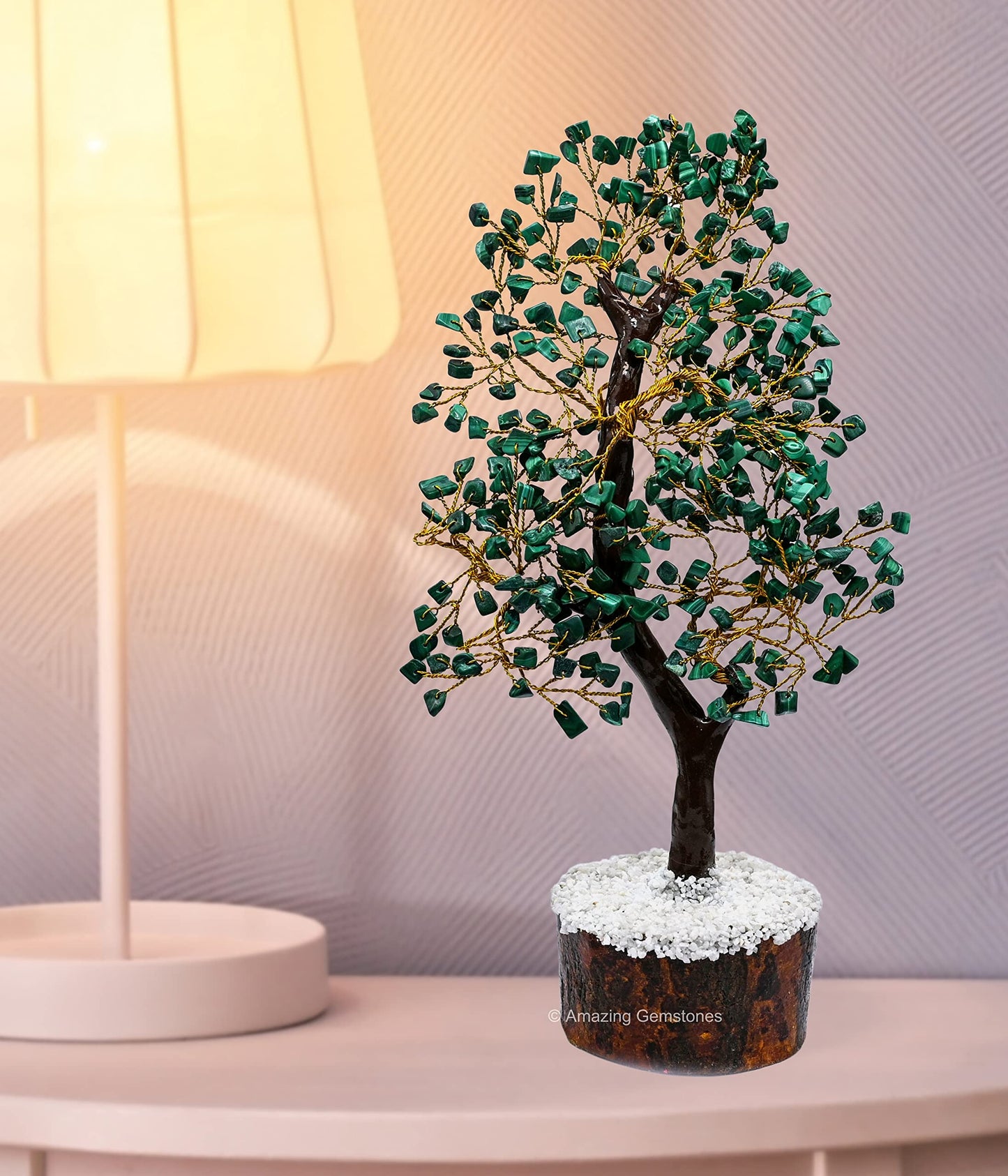 Amazing Gemstone Malachite Crystal Tree - Healing Crystals Stones - Chakra Tree of Life Stocking Stuffers, Bookshelf, Feng Shui, Home Décor, Meditation Gifts