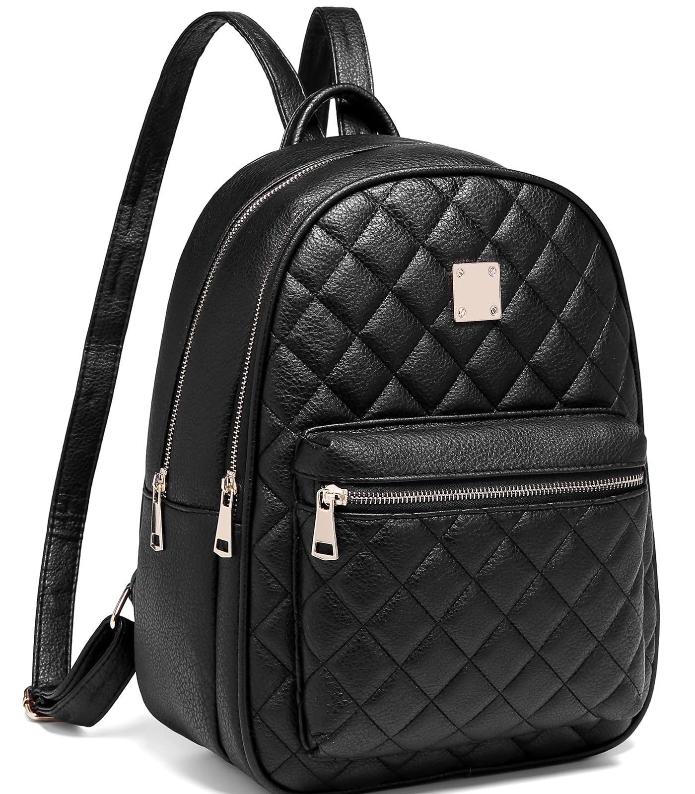 Myhozee Backpack Womens Fashion Leather PU Rucksack Lightweight Daypack School Bag Travel Small Backpack Handbag for Ladies & Girls(Black)