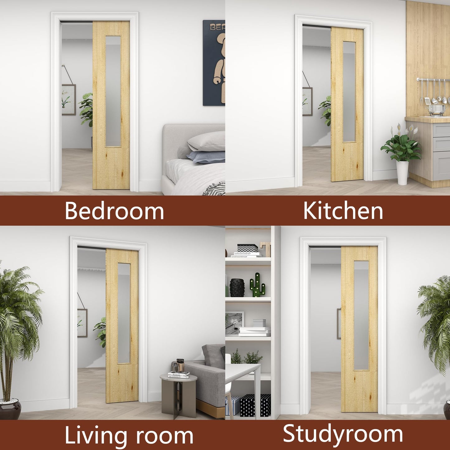 SongYung 24"-36"x 80" Pocket Door Frame Kit with 98LBS Soft Close Mechanism,Aluminum Track Hardware Suitable for Doors Wide 24"-36",2X4 Studs Wall,Smoothly and Quietly Easy to Install