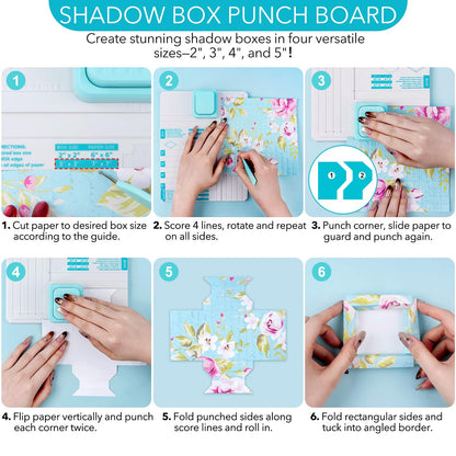 Briartw All-in-One Shadow Box Punch Board with Scoring Tool for DIY Making 2", 3", 4", 5" Shadow Boxes & Sleeves | Beginner-Friendly Scoring & Punching Tool for Paper Crafting