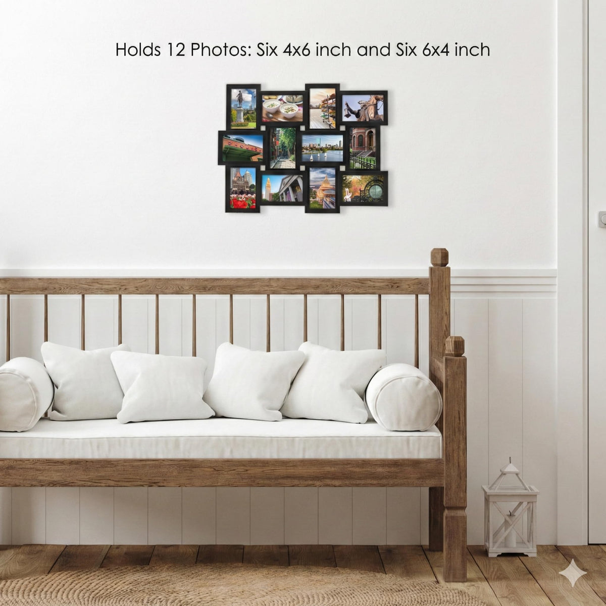 MELANNCO Collage Picture Frame for Wall, Holds 12 Photos - Six 4x6 and Six 6x4 Images, 18x23 Inch Black Plastic Frame, Hang Horizontal or Vertical, Gallery Wall Decor