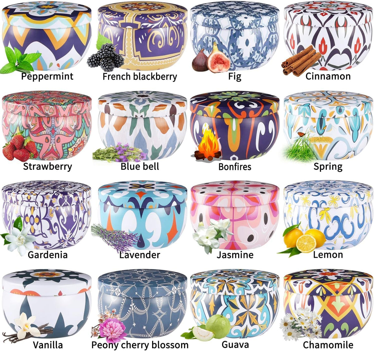 YOROXRG Scented Soy Wax Travel Tin Jar Candles - 2.5 OZ Gifts for Home, Mom - Christmas, Birthday, Thanksgiving, Mother's Day - 16 Pack