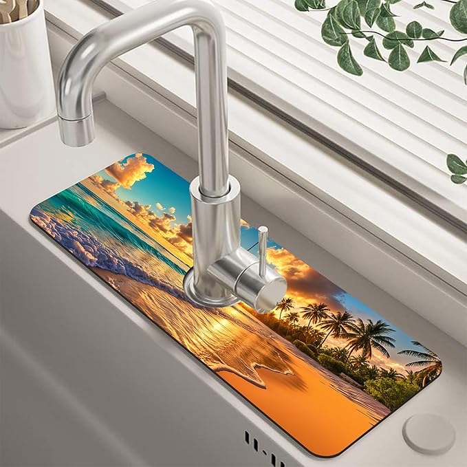 Kitchen Sink Splash Guard Faucet Mat Super Absorbent Fast Drying Mat Guard