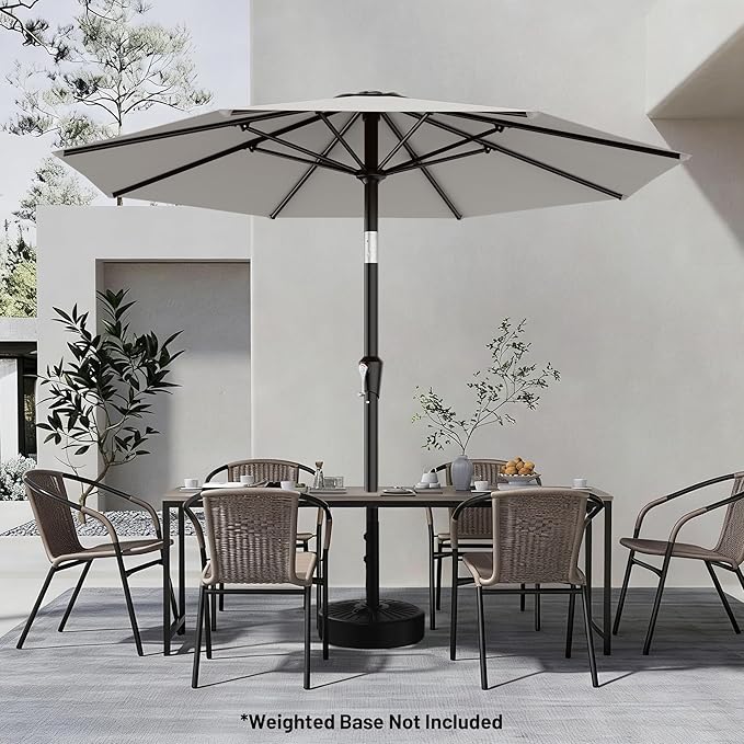 AreShark 9 FT Patio Umbrella for Outdoor, Outdoor Table Umbrella with Push Button Tilt and Crank, Outdoor Patio Umbrellas with 8 Sturdy Ribs for Market, Garden, Pool (Light Gray)