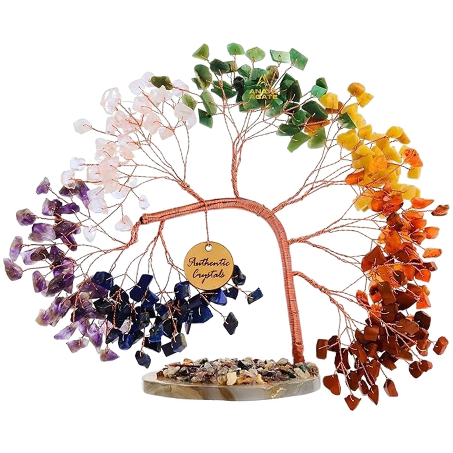 ANAYA AGATE 7 Chakra Crystal Tree of Life – Handmade Healing Crystals and Stones, 300+ Gemstone Bonsai Tree, Feng Shui Money Tree for Positive Energy, Good Luck, Birthday Gifts for Women, Mom, Sister
