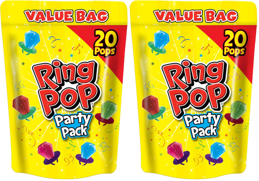 Ring Pop Candy, Valentine's Lollipops, 20 Ct Party Favors in Assorted Fruity Flavors - Full Size, Fun Hard Candy For Birthday Parties, Valentine's Gifts, Goodie Bags, Party Favors