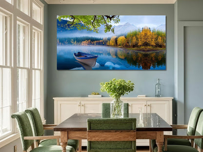 Arjun Tree Wall Art Canvas for Living Room Blue Tree of Life Nature Teal Abstract Textured Painting Picture Modern Panoramic Landscape Artwork Framed Bedroom Home Office Decor, Large Size 40"x20"
