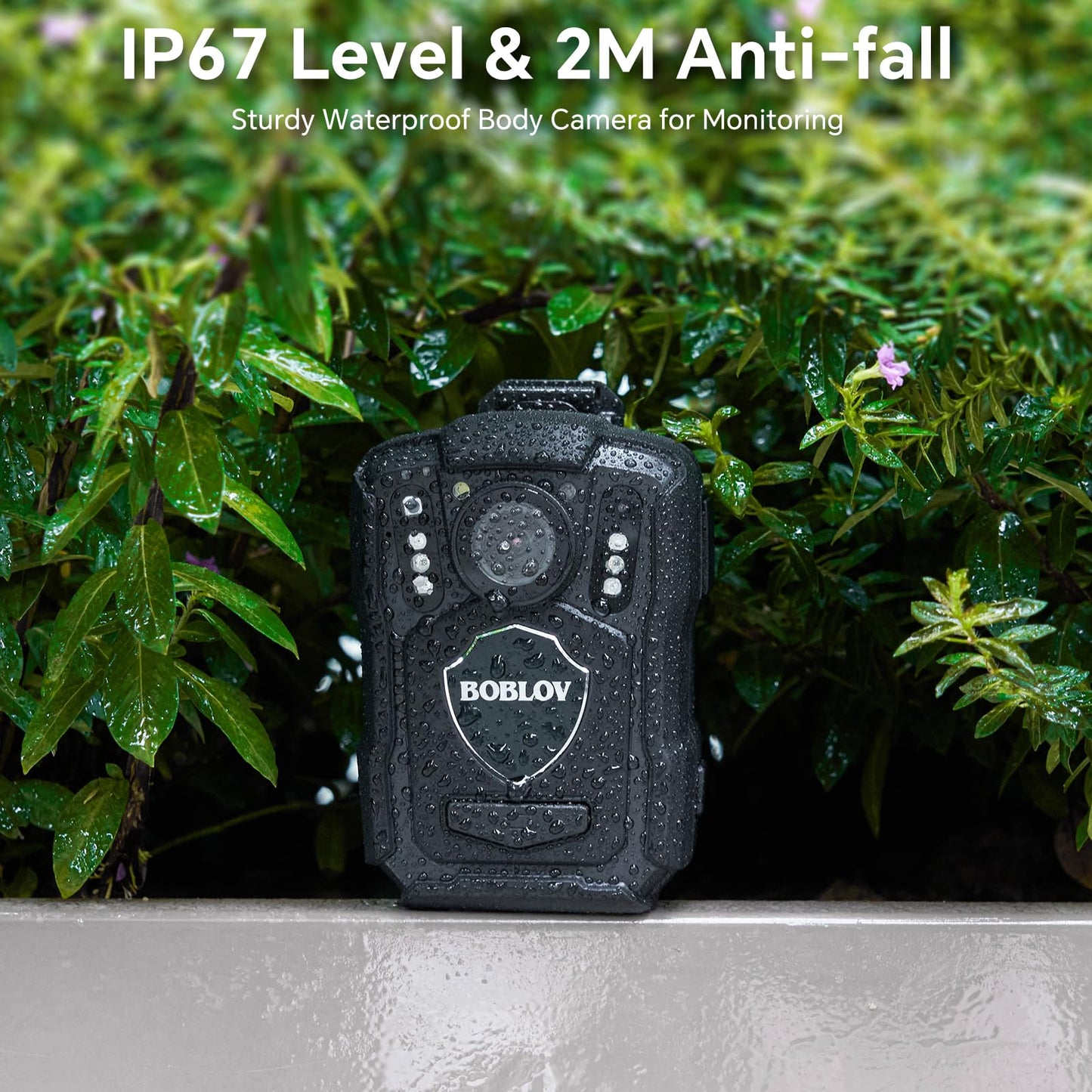 BOBLOV M5 2K Police Body Worn Camera, GPS Enabled &1440P Body Mounted Cam, 128G Body Cam Built-in 4200MAH Battery,12Hrs Record, IP67 Waterproof, Night Vision Law Enforcement with Car Suction Mount