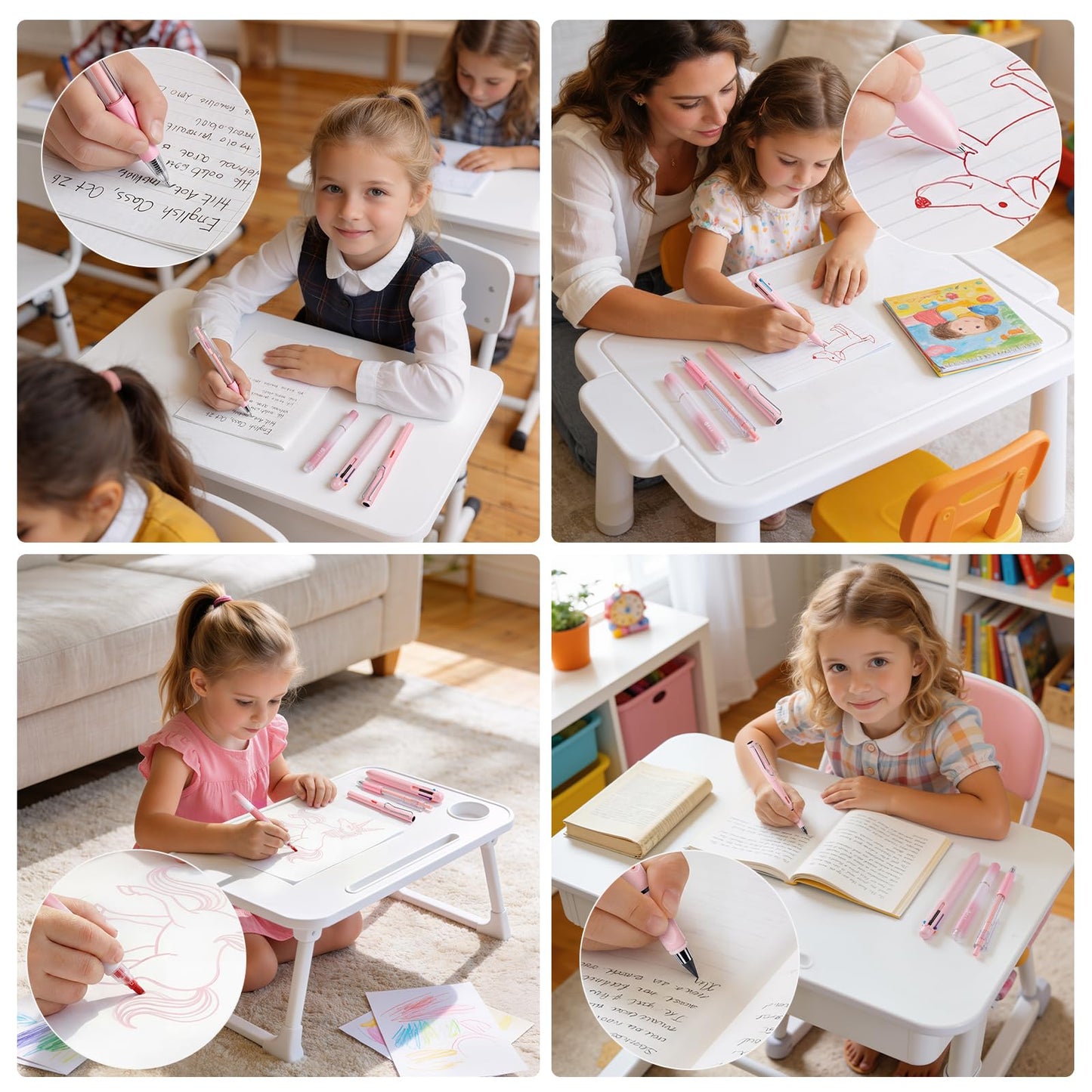 11 in 1 Pink Axolotl Stationery Gifts Set School Supplies for Kids, Kawaii Stationery Kit Axolotl Office Supplies with Pencil Case, Pens & Sticky Notes Set Correction Tape Ruler Utility Knife Cat Clip