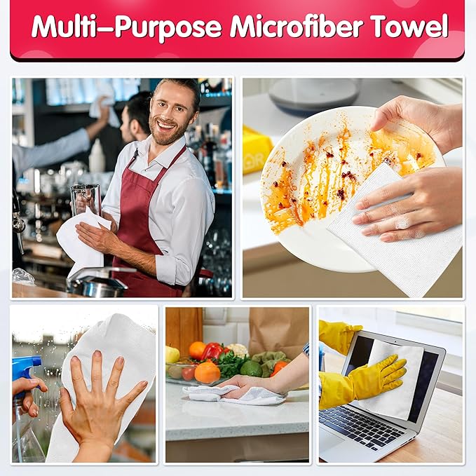 FIXSMITH White Microfiber Cleaning Cloth, 11.5"X11.5" Cleaning Rags