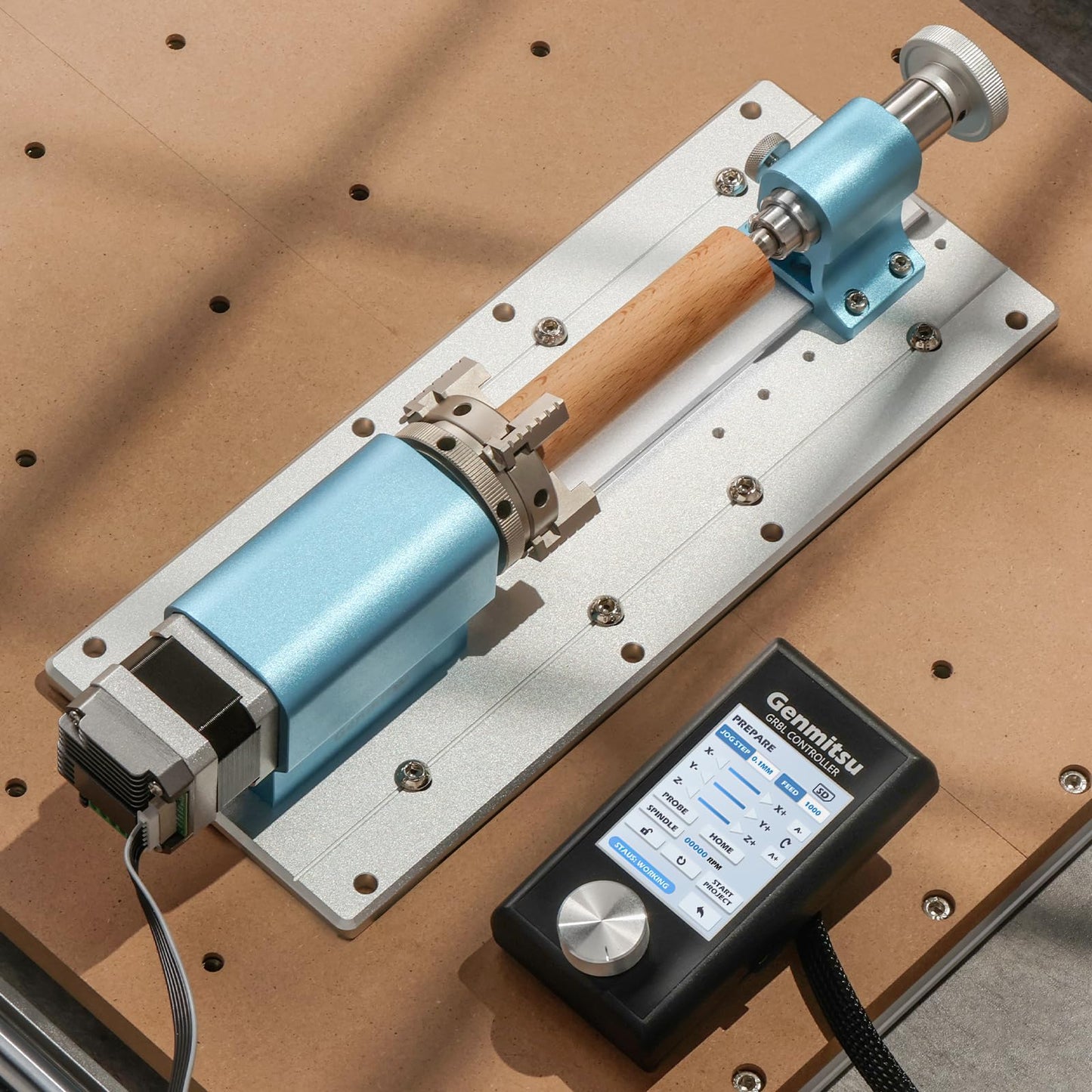 Genmitsu 4th Axis Rotary Module for 4040 and 3030 Series CNC Machines with Planetary Geared Stepper Motor, 4 Jaw Chuck, Clamped Range 10-200mm