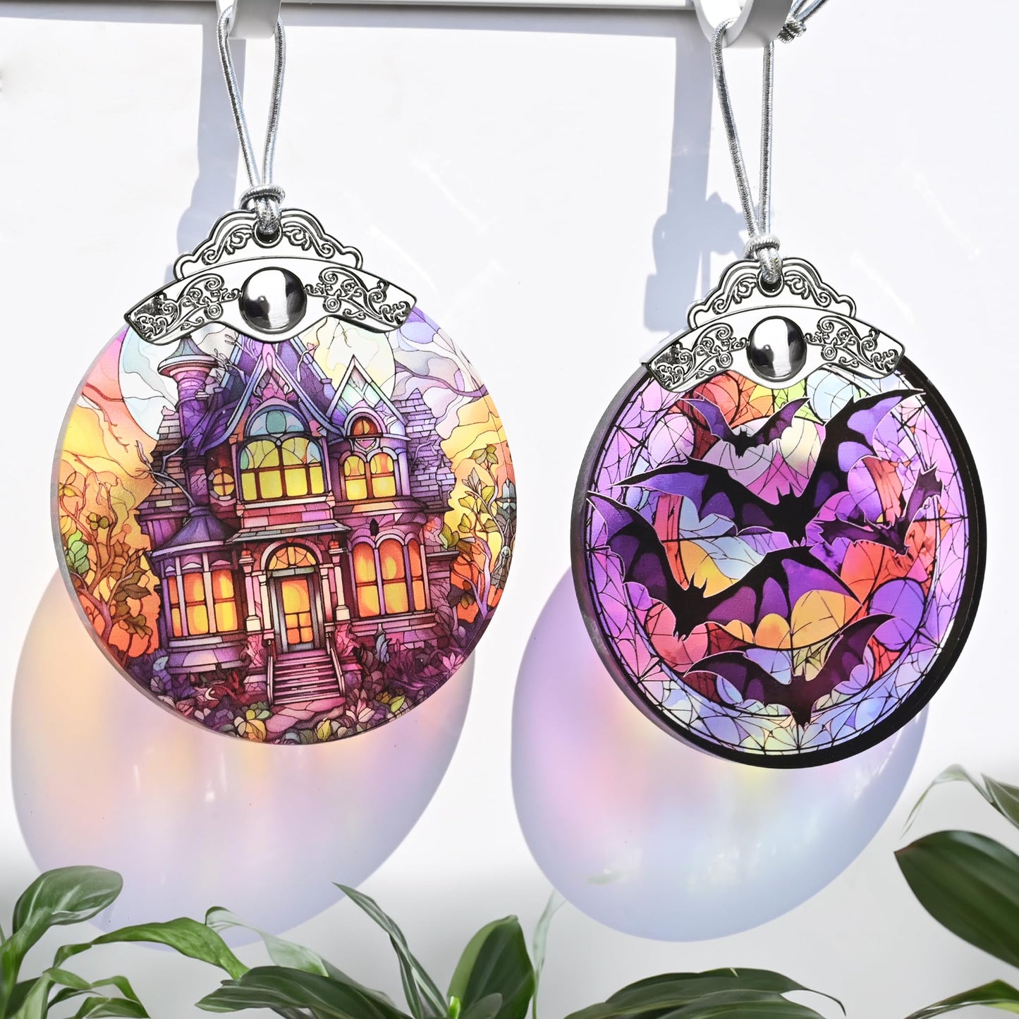 Jocidea Christmas Ornament, Bat Christmas Decor, Bat Ornaments for Christmas Tree, Stained Glass Ornament, Bat Gifts, Holiday Decorations and Xmas Gifts Ideas