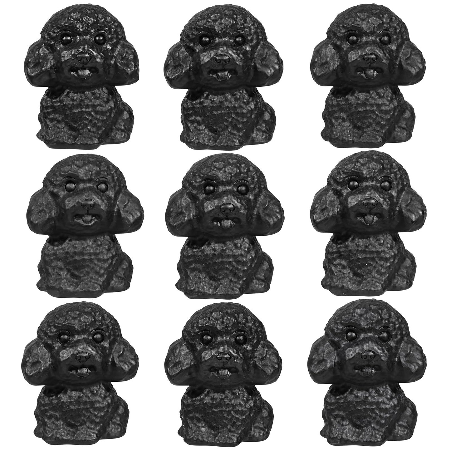 TUMBEELLUWA Black Obsidian Poodle Dog Figurine Carved Crystal Puppy Statue Stone Animal Sculpture for Home Table Shelf Decor