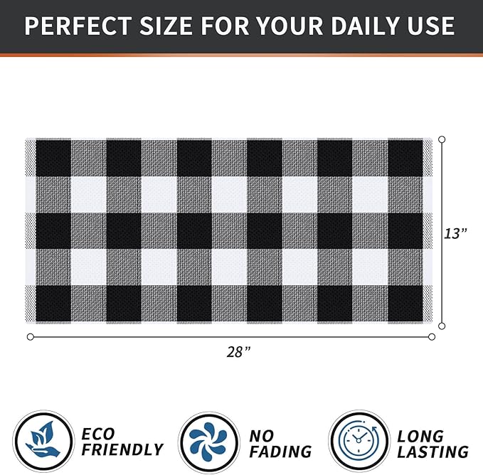 Homaxy 100% Cotton Waffle Weave Check Plaid Kitchen Towels, 13 x 28 Inches