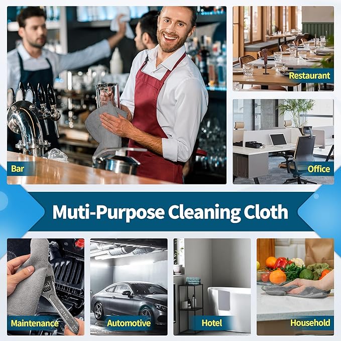 FIXSMITH Grey Microfiber Cleaning Cloth -Pack of 8, Highly Absorbent Cleaning