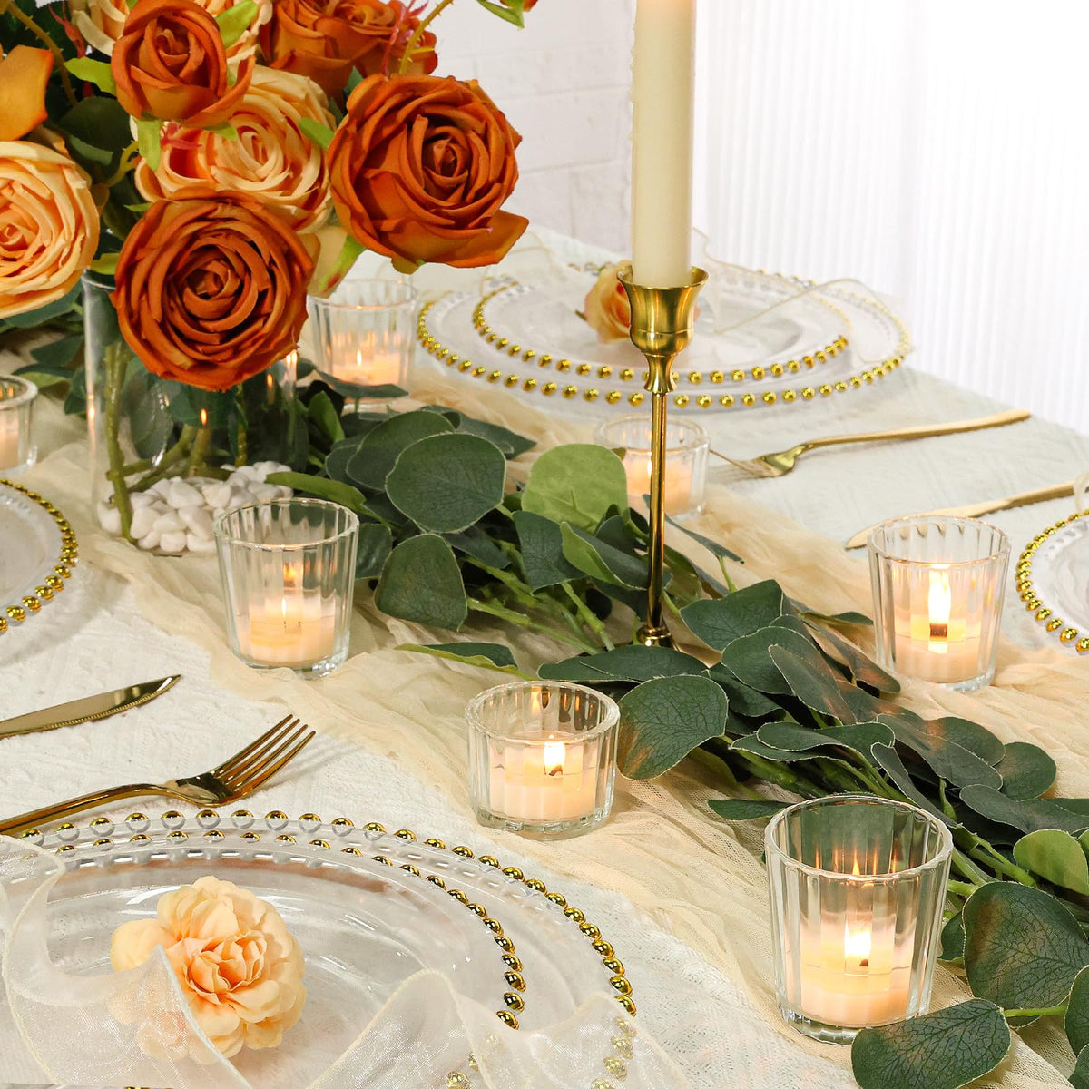 SUPMIND 24 Pcs Ribbed Clear Votive Candle Holders – Glass Tea Light Candle Holder for Weddings, Baby Showers, Home Decor, Party Centerpieces, and Table Decoration