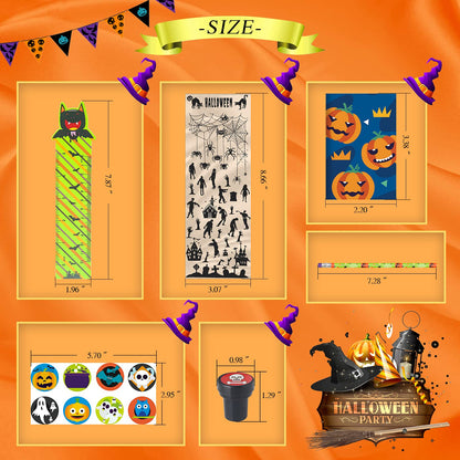 SpringFlower 168pcs Halloween Party Favors For Kids, Halloween Stationery set , Halloween Goody Bag Fillers including Pencil, Eraser, Ruler, Notepad, Stamper, Sticker For Trick or Treat