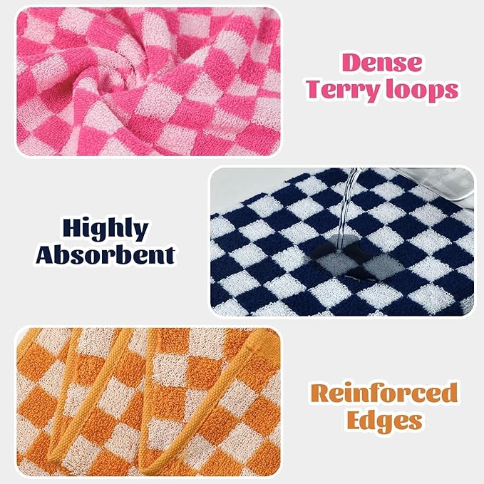 Jacquotha Hand Towels 4 Pack, Cotton Decorative Bathroom Hand Towel & Checkered