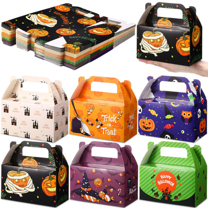 Zhanmai 36 Pack Halloween Treat Goodie Boxes Halloween Ghost Cookie Container Cupcake Snack Box with Handle Party Favor