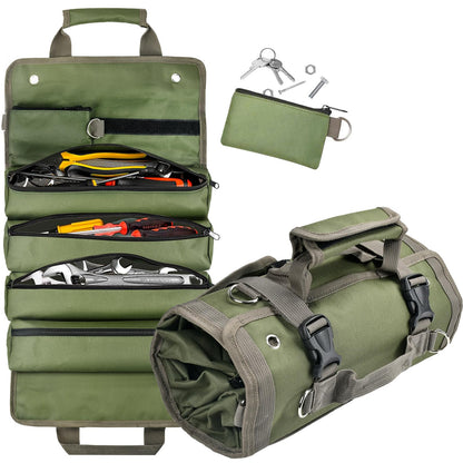 Tool Bag Organizer Roll Up: Gifts for Men Fathers Day Dad Gifts for Him Boyfriend Husband Birthday Portable Motorcycle Tool Box Woodworking Gift for Mechanic Craftsman Electrician Rollup Toolbag