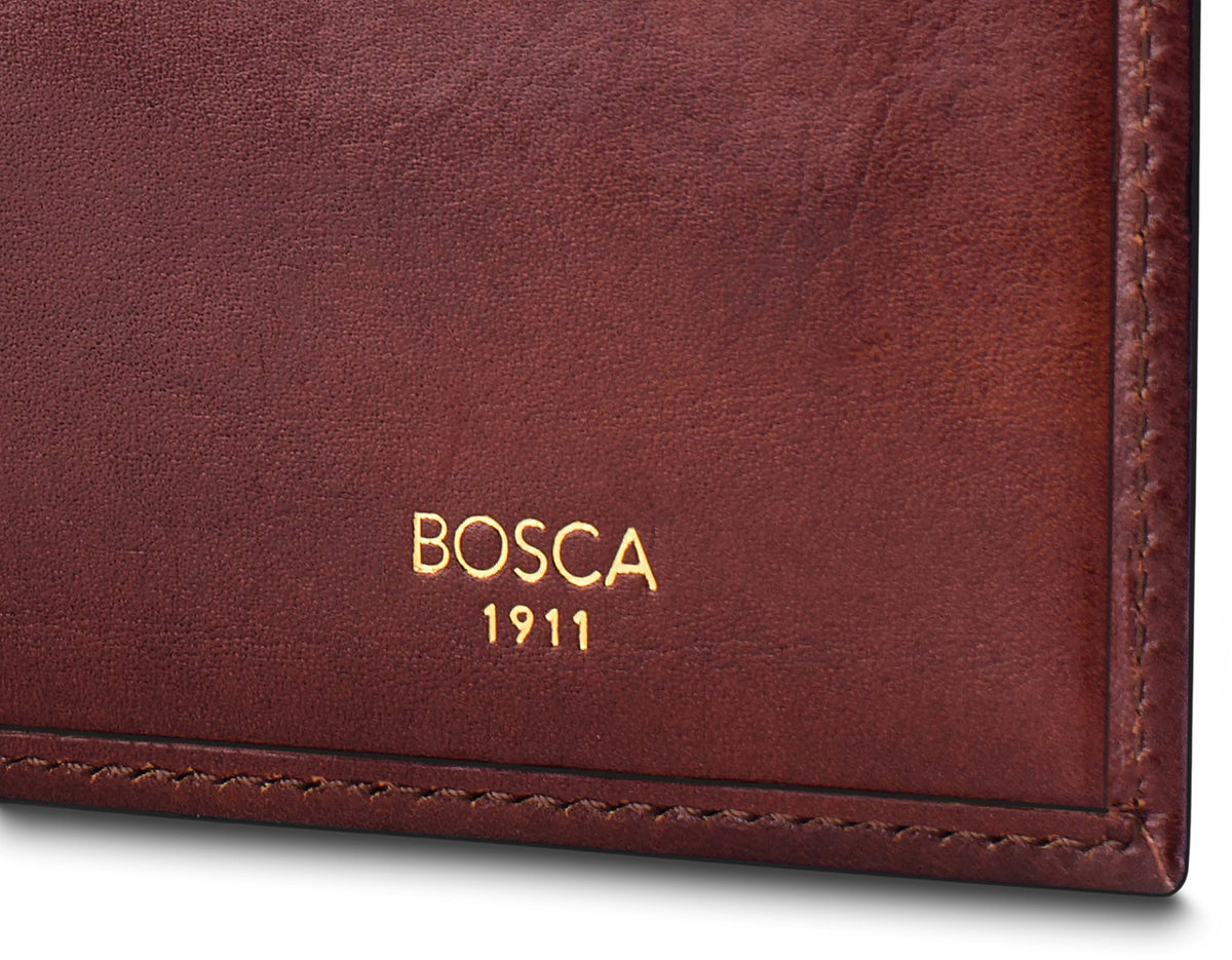Bosca Old Leather Passport Holder For Men & Women - RFID Blocking, Travel Passport Wallet With Classic Finish, Gift Packaging Included Dark Brown