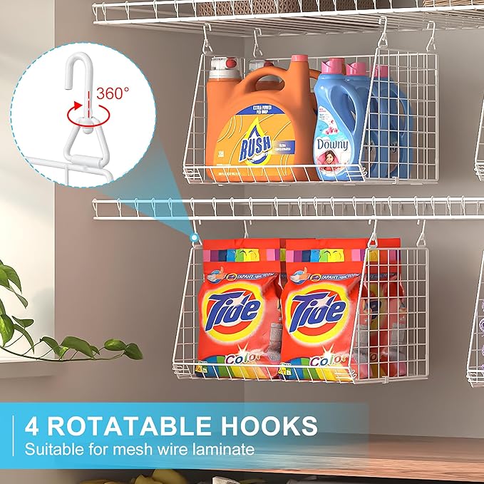3-Pack Large Hanging Laundry Basket: Wire shelves