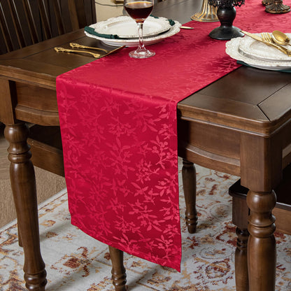 Joyfol Day Red Christmas Jacquard Table Runners,Waterproof Table Runner for Xmas Holiday Winter Festival Kitchen Dining Tabletop Decoration(14 x 72 Inch)