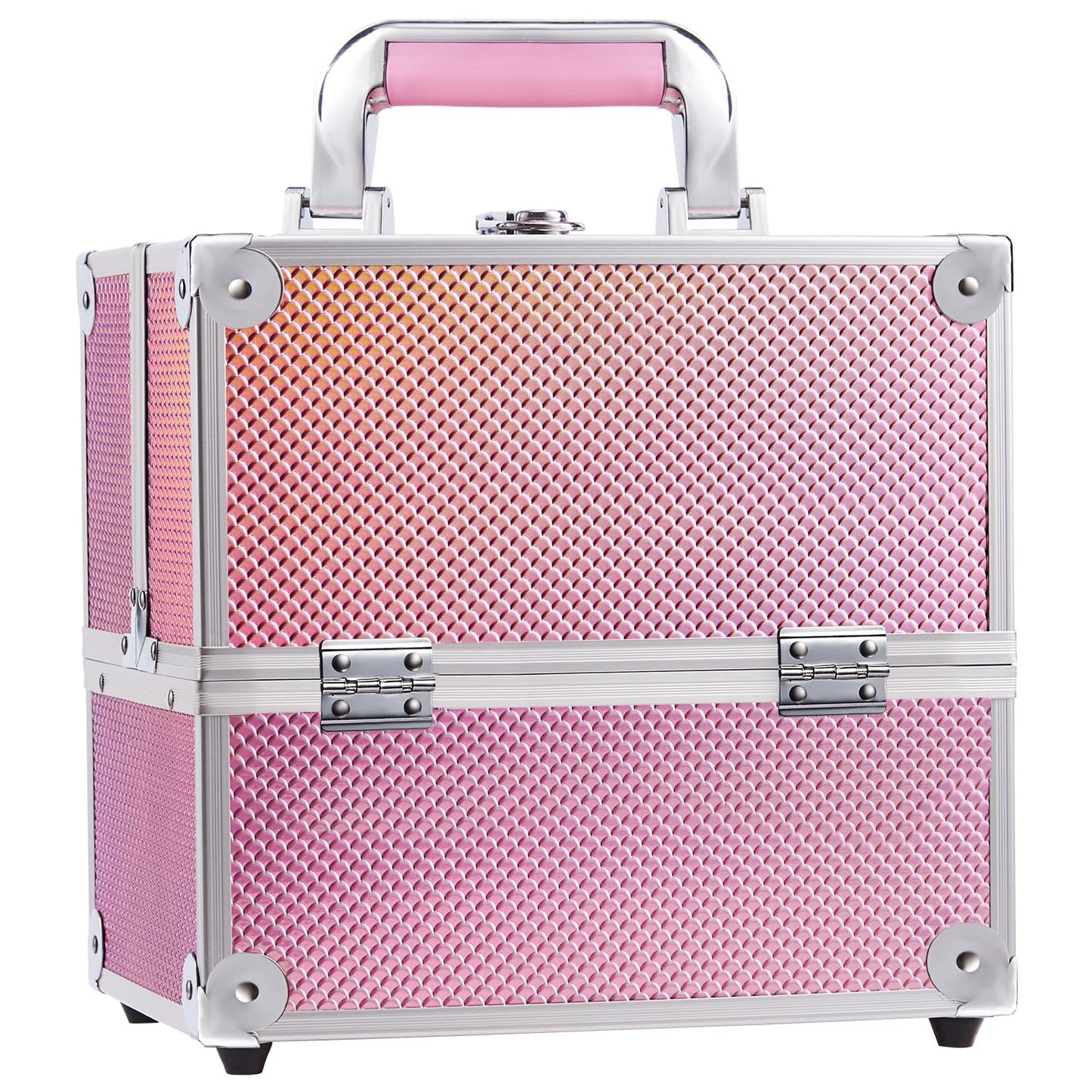 Frenessa Makeup Box Organiser Cosmetics Case Jewellery Organiser Box Vanity Case Pink Make Up Storage Beauty Case Lockable with Keys