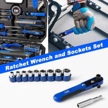 Prostormer 160-Piece Home Repair Tool Set, General Household Hand Tool Kit with Toolbox Storage Case for House, Garage, College Dorm and Office (Blue)
