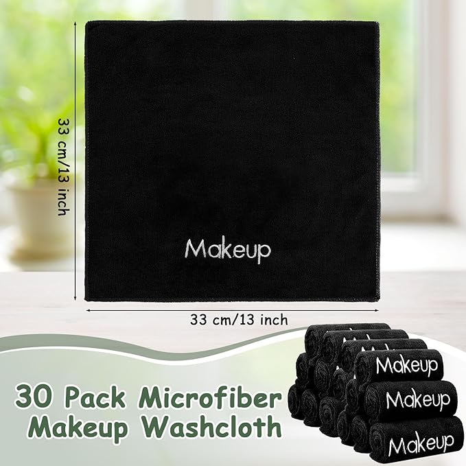Shimeyao 30 Pack Makeup Towels Black Makeup Washcloths