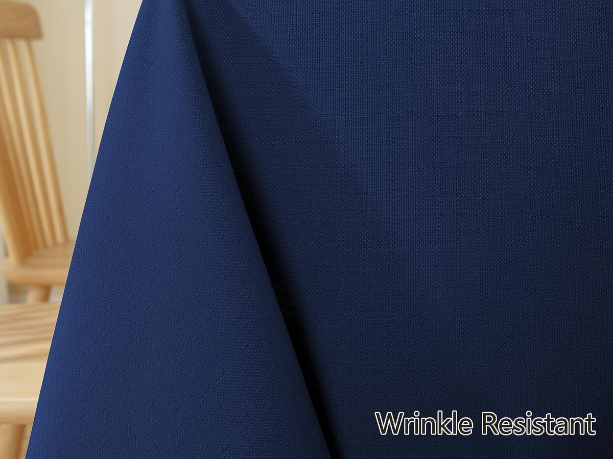 Faux Linen Tablecloth Rectangle Waterproof Washable Natural Textured Fabric Table Cloths, Heavy Weight Table Cover for Dining, Party, Holiday, Indoor, Outdoor (60 x 102 Inch Rectangular, Navy Blue)
