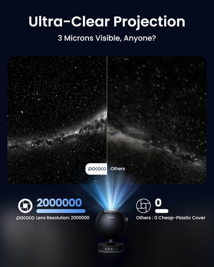 POCOCO Galaxy Projector, Star Projector Night Light, Home Planetarium for Children and Adults; in Bedrooms, Interiors; for Decoration, Sleep Aid and Relaxation - with 2 Discs