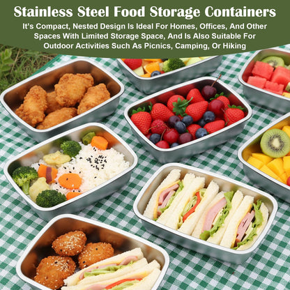 AOZUO 10 Pack 34oz Stainless Steel Food Storage Containers with Airtight Leak-Proof Lids, Reusable Meal Prep Lunch Boxes Freezer Dishwasher Safe Stackable Containers for Snacks Fruits On-the-Go Meals