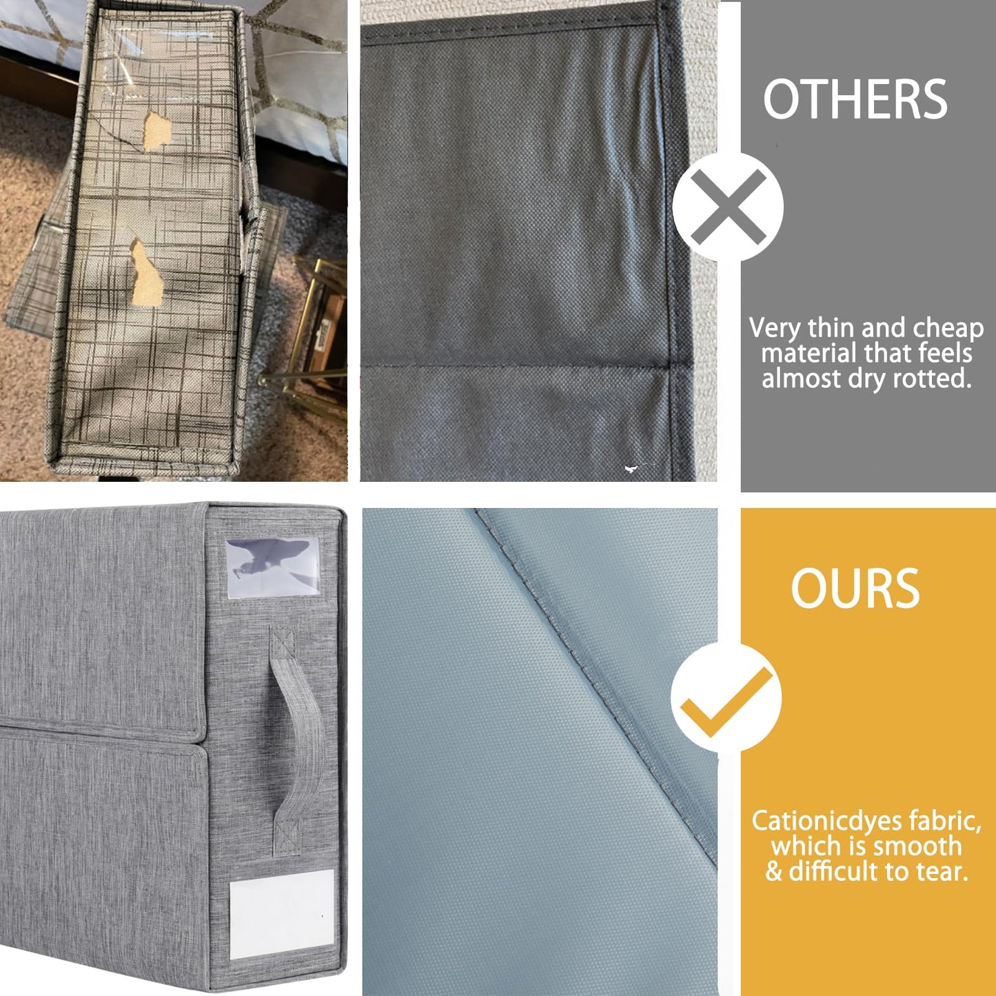 4 Pack Foldable Sheet Organizers for Linen Closet - Twin/Full Size Duvet Cover Set, Grey